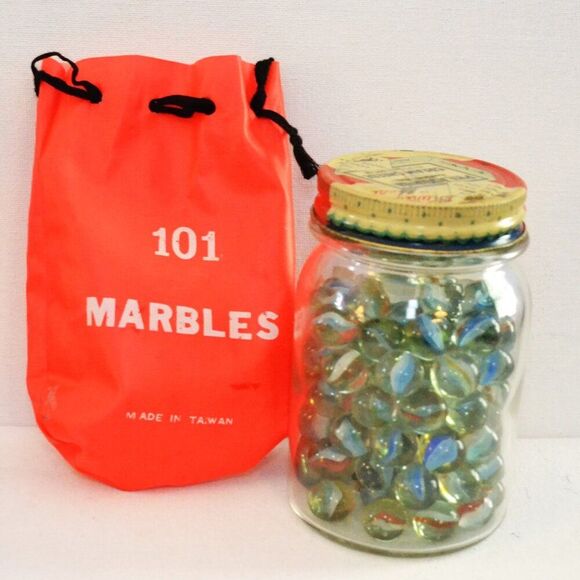 Other - Vintage Marbles In A Vintage Jar With Original Bag Taiwan